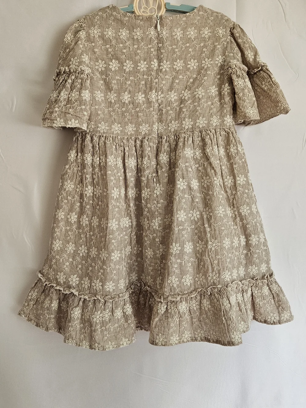 ​Lalalù Italy Girls Floral Embroidered Seersucker Dress Sz 6a Cottagecore